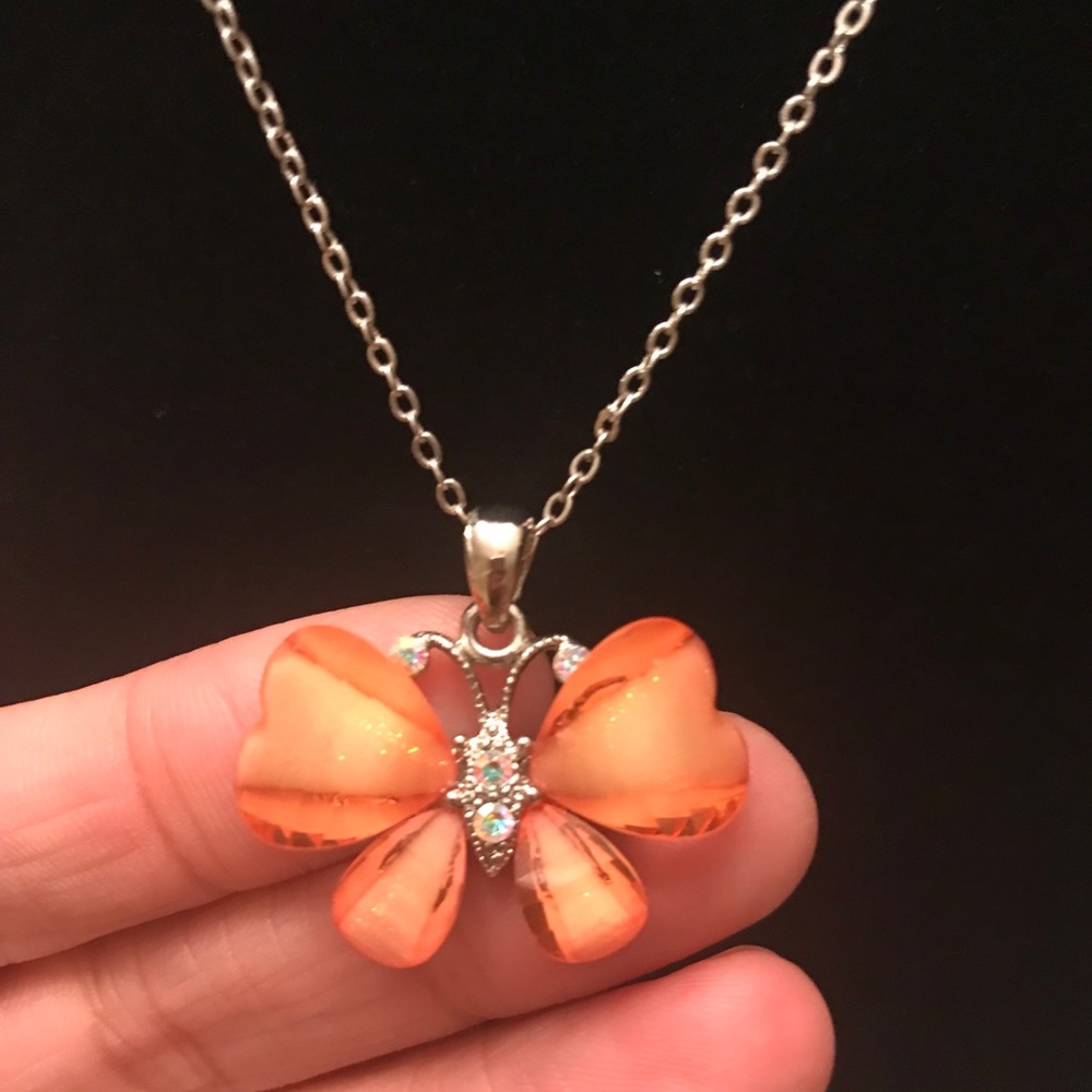 Orange Butterfly Necklace